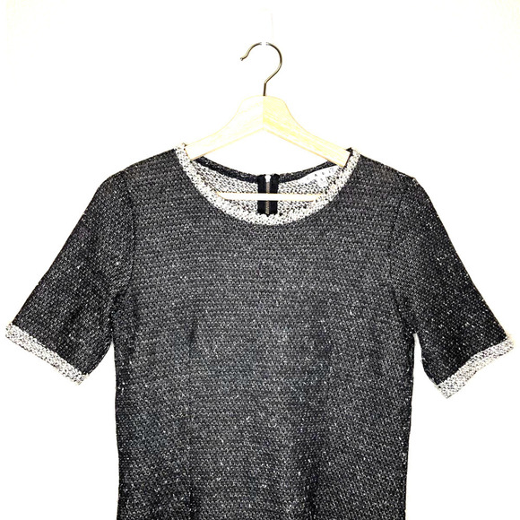 Cabi Tweed Knit Top Womens Small S CAbi #542 Black Gray Coco Shell Back Zipper - Picture 4 of 11